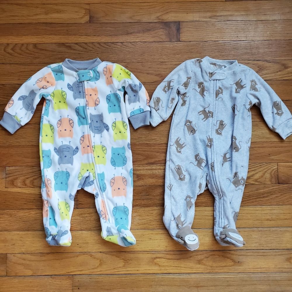 Simple Joys By Carters Fleece Zippered Footed‎ Pjs Size 0-3 Months Bundle